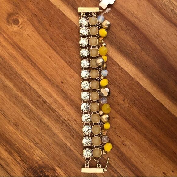 LOFT | Rhinestone Beaded Dangle Bracelet | 7” Length - Picture 2 of 4